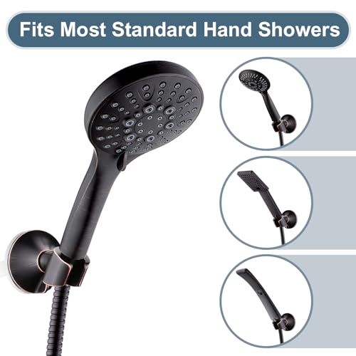 BRIGHT SHOWERS Strong Adhesive Shower Head Holder with Dual Angle Adjustable, Wall Mounted Handheld Shower Bracket, Easy Installation, Screw Mounting Options, Oil-Rubbed Bronze - color: Oil Rubbed Bronze, style: Adhesive & Screw - 2 Angles