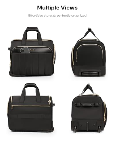 Arcoyard Rolling Craft Bag, Rolling Teacher Bag with Wheels, Balck - color: Black