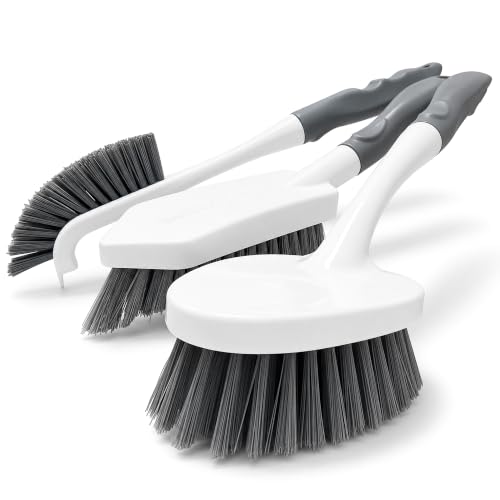 3PCS Heavy Duty Scrub Brush Set - Shower Cleaning Brushes for Bathroom
