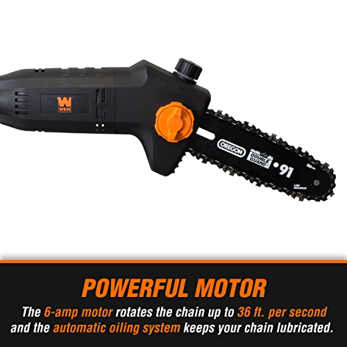 WEN 4019 6-Amp 8-Inch Electric Telescoping Pole Saw, Corded electric - Black&orange - style: Corded 8 in. Pole Saw