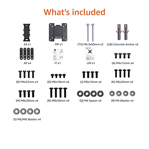 Amazon Basics Tilting TV Wall Mount for Wood Studs, Fits 12-40 inch TVs up to 40 lbs, VESA 200x200, Black - size: 12" to 40", style: Tilting