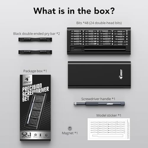 JOREST 52-IN-1 Precision Screwdriver Set, Mini Repair Tool Kit with Torx for Macbook, Computer, Laptop, iPhone, PS5, Xbox, Switch, Glasses, Watch, Ring Doorbell, Electronic, Small Gift Gadget for Men - size: 52 in 1