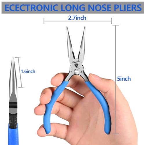Needle Nose Pliers, mshandto Long Nose Pliers for Wire Bending, High Carbon Steel Needle Nose Plier, Serrated Jaw Pliers for Jewelry Making Electronics Repair Object Grasping Craft Making - size: 5"-1Pack