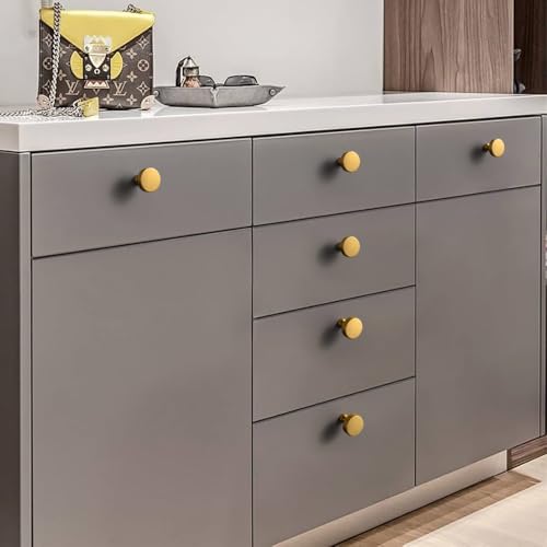 Goo-Ki 6 Pack Brushed Gold Cabinet Knobs Kitchen Drawer Knob Zinc Alloy Solid Hardware - Modern Single Hole/Screw Bar Cabinet Pulls Handles for Dresser Bathroom - color: Brushed Gold, size: 1.2 Inches