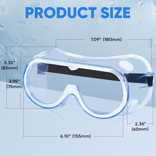 TICONN Anti-Fog Safety Goggles, HD Clear Eye Protection, ANSI Z87.1 Lab Goggles for Chemistry, Industrial - style: 2