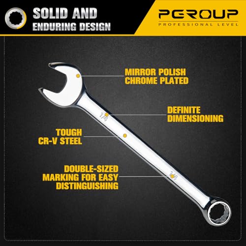 1/4" SAE Combination Wrench, CR-V Steel with Mirror Polish, 12-Point Design, 15-Degree Offset, Perfect for Auto Repair, Household, Car & Truck Emergency - size: 1/4"
