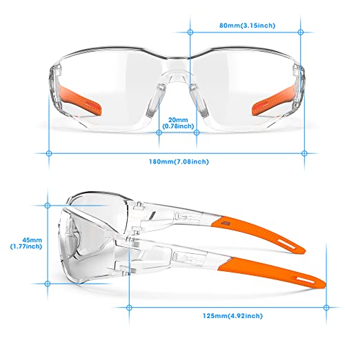 Clear ANSI Z87.1 Safety Glasses Eye Protection Goggles - color: Orange