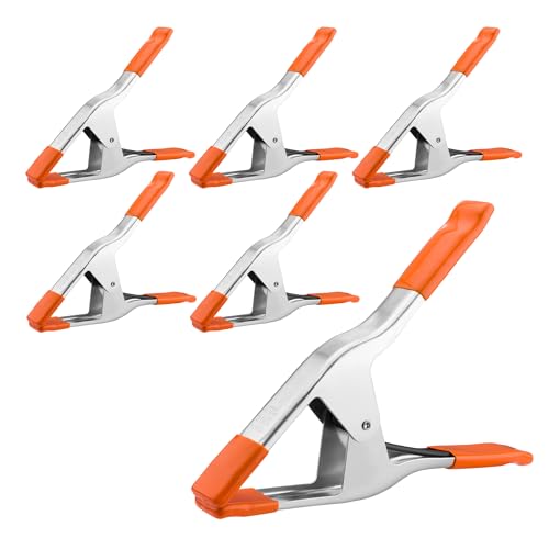 PONY 11-3/8" Heavy Duty Metal Spring Clamps with Protective Tips, 6-Piece | 4" Jaw Opening, Protective Handles and Tips, Metal Spring Clamps for Woodworking and DIY Projects - size: 11-3/8 Inch 6-Piece