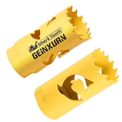 Geinxurn 1 Inch(25mm) Hole Saw, 2PCS HSS Bi-Metal Hole Saw Kit with Shark Tooth Hole Cutter for Wood,Drywall, PVC Boards and Thin Metal - color: 2 PCS 1"