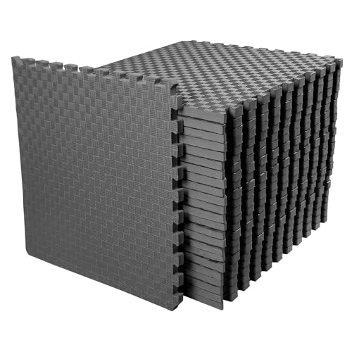 BalanceFrom Puzzle Exercise Mat 1 Thick, EVA Interlocking Foam Floor Tiles - color: Grey, style: One Inch Thick, 72 Square Feet