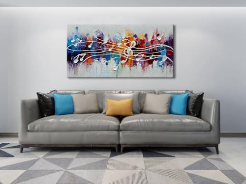 zoinart Colorful Music Symbol Oil Painting Wall Art Abstract Textured Art, Creative Pattern Wall Decor, Modern Artwork for Living Room Bedroom Decorations - color: YH-B202