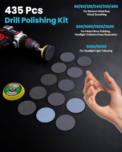 435PCS 2 Inch Wet Dry Sanding Discs Headlight Restoration Polishing Kit