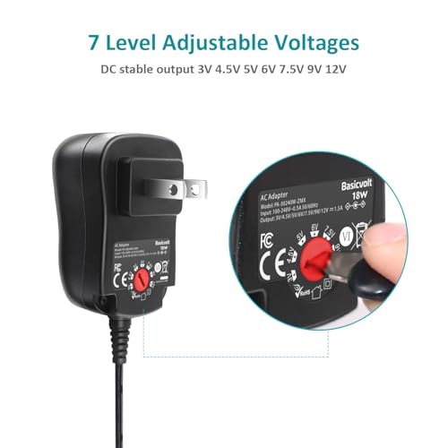 3V-12V Universal AC Adapter Multi-Volts 4.5V 5V 7.5V1.5A DC Adapter Charger - size: 18W 3-12V