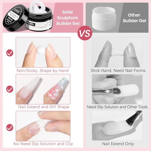 3D Sculpting Gel for Nail Art 3d Gel Nail Art Non Stick Hand | 4 Colors Solid Builder Gel Home Manicure, Nail Salon, Nail Charms, Solid, Extension, Carving, Molding Hard Gel - color: Clear, White, Pink, Pearl White