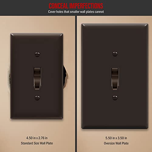 ENERLITES Oversized Toggle Light Switch Cover, Jumbo Plate, 1 Pack, Brown - color: Brown, size: Over-Size