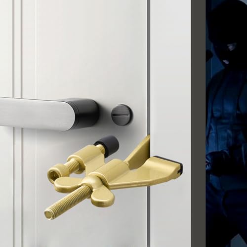Gold Adjustable Heavy Duty Portable Door Lock,No Drill - color: Gold