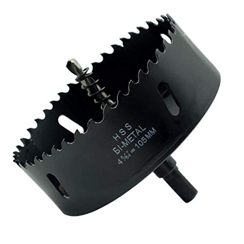 Hole Saw 4.1"/105mm Metal Hole Saw Kit Set Bi-Metal Hole Cutter Drill Bit with Sharp Teeth for Drilling Holes in Wood, Plastic, Drywall, PVC Boards - color: black, size: 4-9/64" (105mm)