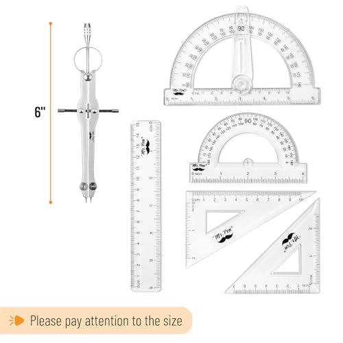 Mr. Pen- Geometry Set, 15 pcs, Light Blue, 6 Inch Swing Arm Protractor - color: Light Blue