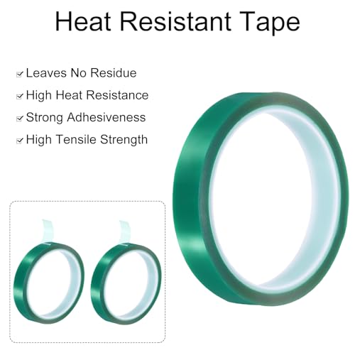 uxcell Green Heat Tape, 1 Roll 20mmx33m 108ft High Temperature Heat Resistant Tape for Sublimation,Heat Vinyl Press,Heat Transfer, Circuit Board, No Residue - color: Green, size: 20mmx33m