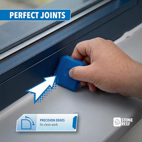 STONE REEF Silicone Caulking Tool Set – 5-in-1 Sealant Finishing Tool Kit | Caulk Remover, Grout Scraper & Applicator for Bathroom, Kitchen, Window, Sink, Tile & Joint | Professional Silicone Tools - color: Blue