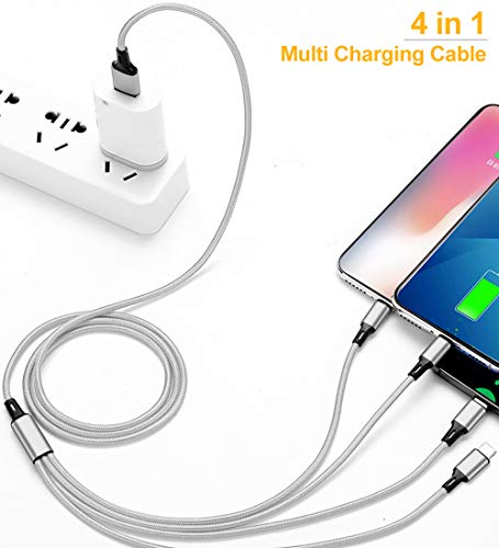 Multi Charging Cable, Multi USB Cable Universal 4 in 1 Multiple USB Cable - color: Silver