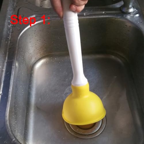 Drain Plunger, Mini Sink Unclogger, Small 4-Inch Clog Remover - color: Blue + Yellow