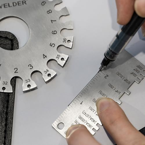 YESWELDER Round Dual Sided Metal Sheet Gage & Metal Sheet Thickness Gauge 2pk Stainless Steel Wire Welding Gauge