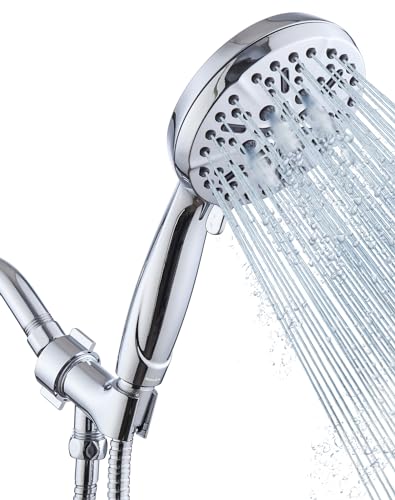 Shower Head with Handheld High Pressure-Full Body Coverage Powerful Rain Showerhead Extra 60" Long Hose and Adjustable Brass Joint Holder- The Perfect Detachable Heads for Bathroom Upgrade - color: Polished Chrome, style: 5 Modes