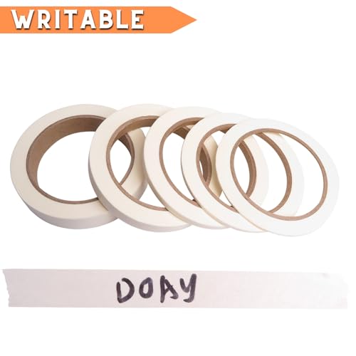 5 Rolls Pinstripe Tape - Masking Tape 1/16", 1/8", 1/4", 1/2", 3/4" - Thin Painters Masking Automotive Tape for DIY, Car, Auto, Paint, Art, Tumblers (White) - color: White