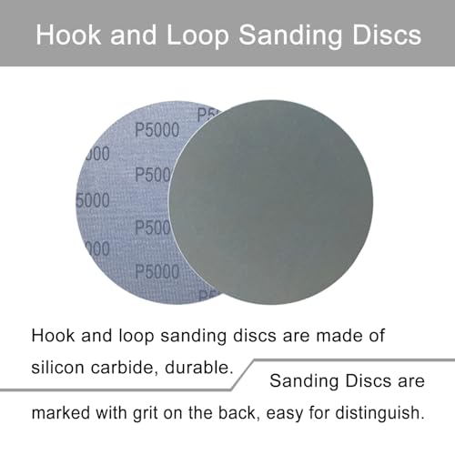 6 Inch 50 Pcs Wet Dry Hook and Loop Sanding Discs, No Hole, 5000 Grit - style: Grit 5000