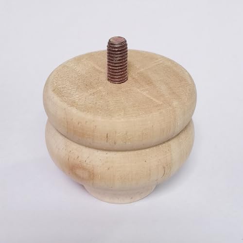 2 Inch Wooden Furniture Legs, Solid Wood Unpainted Replacement Furniture Legs, Cabinet Legs/Desk/Sofa/Bookcase Bun Feet, DIY Wooden Round Legs with Mounting Plate & Screws Set of 4 - size: 2 Inch B