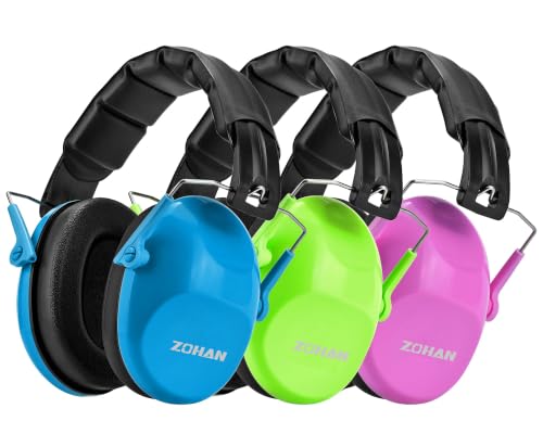 ZOHAN Kids Noise Cancelling Headphones - 25dB NRR Kids Ear Protection 3 Pack, Hearing Protection Safety Ear Muffs for School Monster Truck Fireworks Travel Studying Concerts Events - color: 3pack - Blue+green+pink2.0