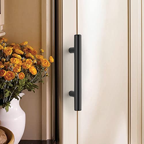 Probrico 5 Pack| Flat Black 3 Inch Center-to-Center Bar Cabinet Pull Modern Cabinet Hardware Kitchen Cabinet T Bar Handles Dresser Pulls, 5 Inch Total Length - color: Black, size: hole center 3"