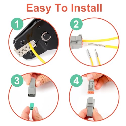 188PCS Deutsch Connector Kit,8 Sets 2/3/4/6/8/12 Pin Automotive Waterproof Car Electrical Wire Connectors Plug for Motorcycle, Truck, Car, Boats, Scooter(16-22AWG) - size: 188pcs