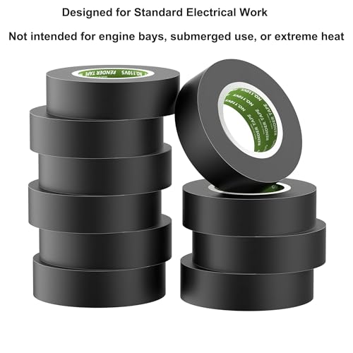 Electrical Tape 3/4 in x 66ft Black10-Pack Industrial Grade Vinyl Tape - color: Black
