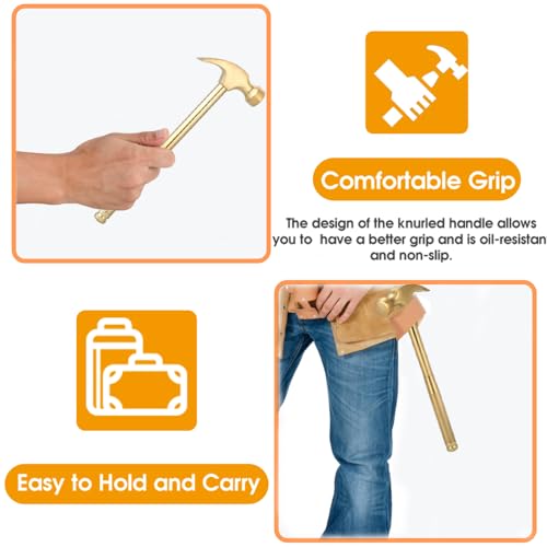 Multifunction Hammer 6 in 1 with Slotted/Flat Head Phillips Screwdriver Claw Hammer Manual, Portable Metal Mini Tool Hammer (Gold) - color: Gold