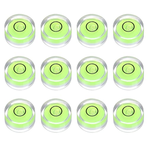 HARFINGTON 12pcs Circular Bubble Spirit Level 15x8mm Mini Round Bubble Spirit Level Little Measuring Layout Tools for TV Industrial Carpentry Picture Frame, Green/Black - color: Green/Black, size: 15x8mm