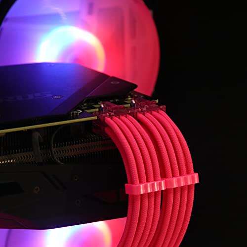 SIRLYR PSU Cable Combs,Pearlescent Paint Computer Wire Organizer,Extension Cables Comb for PC Cable Management 20 Pieces Set = 24 pin x 4, 8 pin x 16 for 3 mm/0.11In up to 3.5 mm/0.13In Pink - color: Pink