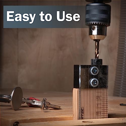 POWERTEC Dowel Jig Kit, Doweling Jig Kit 3/8", Dowel Jigs Woodworking, Laser Cut Witness Mark, with Depth Scale, Drill Guide Dowels, Cobalt M-35 Drill Bit & Split Ring Stop Collar 71716-P2 - style: 2PK 3/8" Doweling Jig Kit w/ Bit & Collar