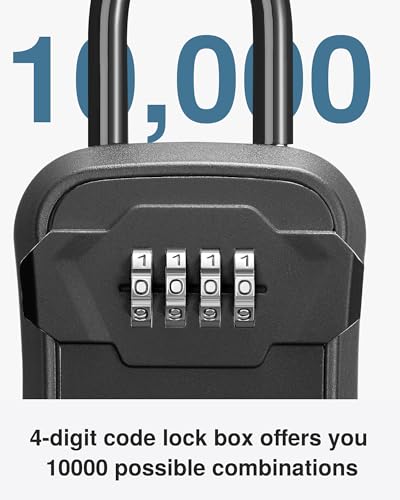 Puroma Key Lock Box for House Keys Combination Lockbox with Code, 1 Black - color: Pure Black