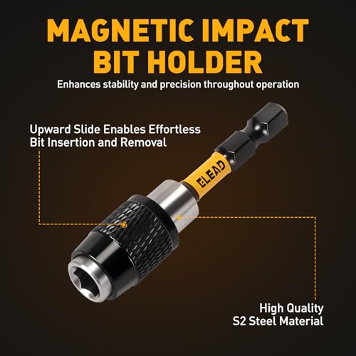 6-Piece Phillips Bit #2 Impact, 2 Inch Magnetic Phillips Head Drill & Screwdriver Bit with Magnetic Bit Holder, S2 Steel, 1/4" Hex Shank, PH2 for Impact Driver, Professional & DIY Use - size: 6-Piece