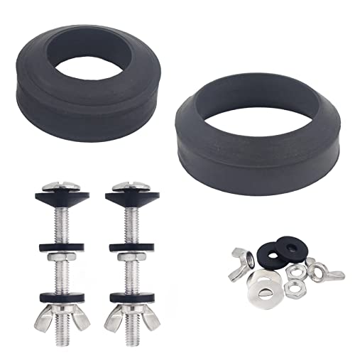Universal Toilet Tank To Bowl Gasket,2 Kind Gasket and 2 Sets 5/16*3.15 inch Stainless Steel Heavy Duty Rustproof Bolt Hardware Kit,Fits Most 2-Inch and 3-Inch flush valve opening 2-Piece Toilet Tanks - style: 2Pcs Gasket with 2 Sets Stainless Steel Bolt