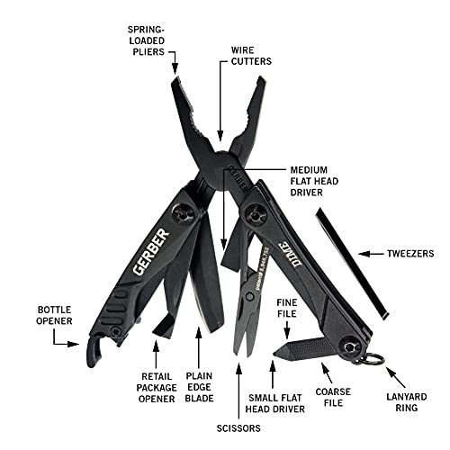 Gerber Dime 12-in-1 Mini Multitool Pliers, Pocket Knife, Bottle Opener, Red (Pack of 12) - color: Red, size: Pack of 12