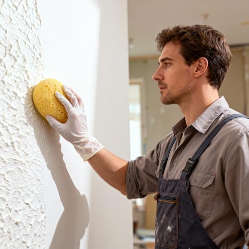 Drywall Texture Repair Kit, 4 Knockdown Texture SpongesandGloves, for DIY Wall & Ceiling Patch, Matching Orange Peel & Splatter Texture