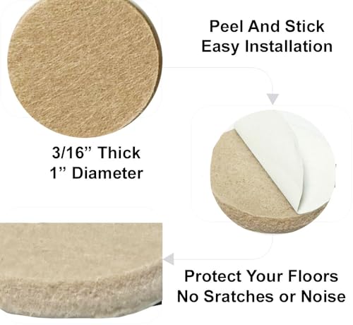 48 Pcs Self Adhesive 1" Round Felt Furniture Pads (Beige, 1") - color: Beige