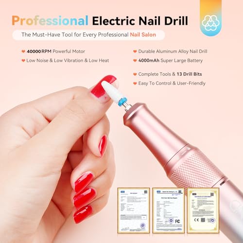 SAVILAND 40000 RPM Low Noise Electric Nail Drill for Acrylic Gel Polish - color: Orange&blue
