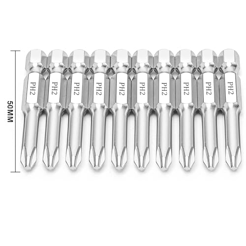 NAUIX 10Pcs Phillips #2 Bit Set (2" Long), PH2 Phillips Head Drill Bits - style: PH2