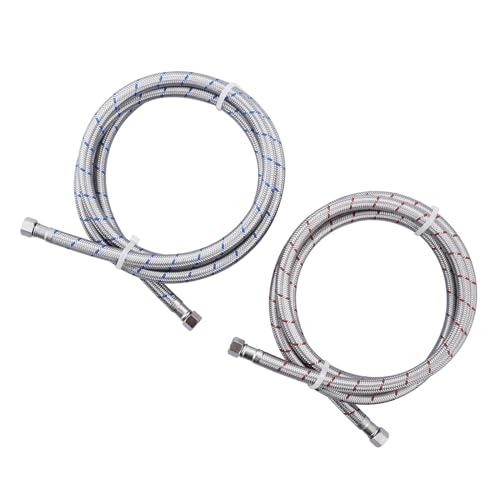 ALEASHA 72” Length Faucet Supply Lines,Flexible Faucet Hose Connector 3/8" to 3/8" Female Compression Thread Stainless Steel Braided Bathroom Kitchen Faucet Extension Water Supply Line,2Pcs - size: 72 Inch