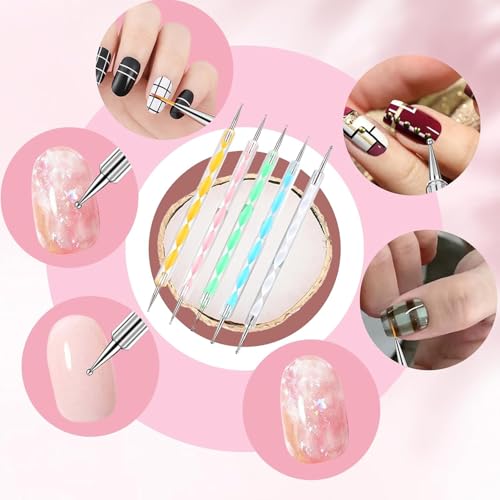 Nail Art Brush 22 Piece Set, 2 Way Acrylic Silicone Engraving Pen Dotting Pen Tools Nail Art Kit, Resin Nail Art Palette, For Nail Art DIY Home Salon Makeup Display Board (White) - color: White