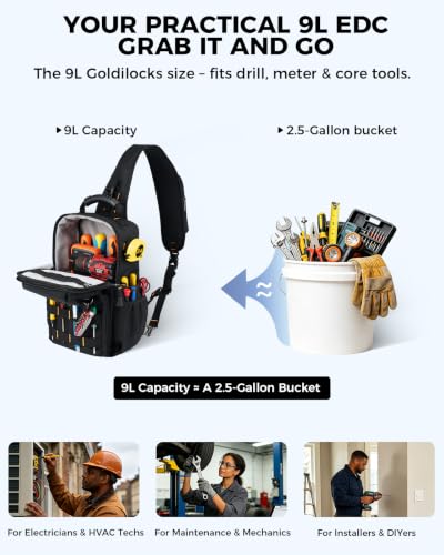 Electrician Tool Chest Bag, Tactical HVAC 3-Point Harness Black - color: Black